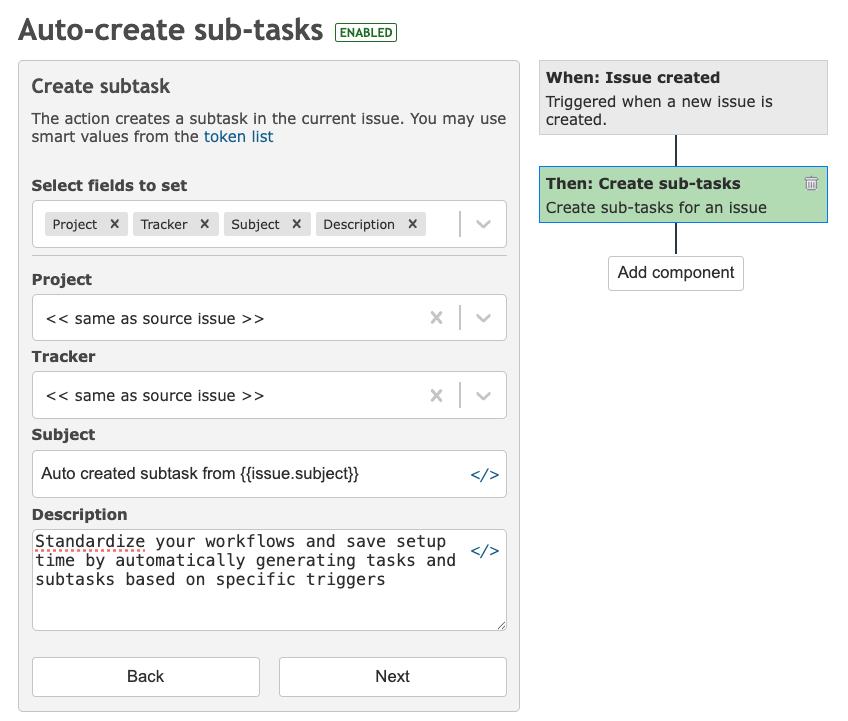 Auto-create tasks and subtasks
