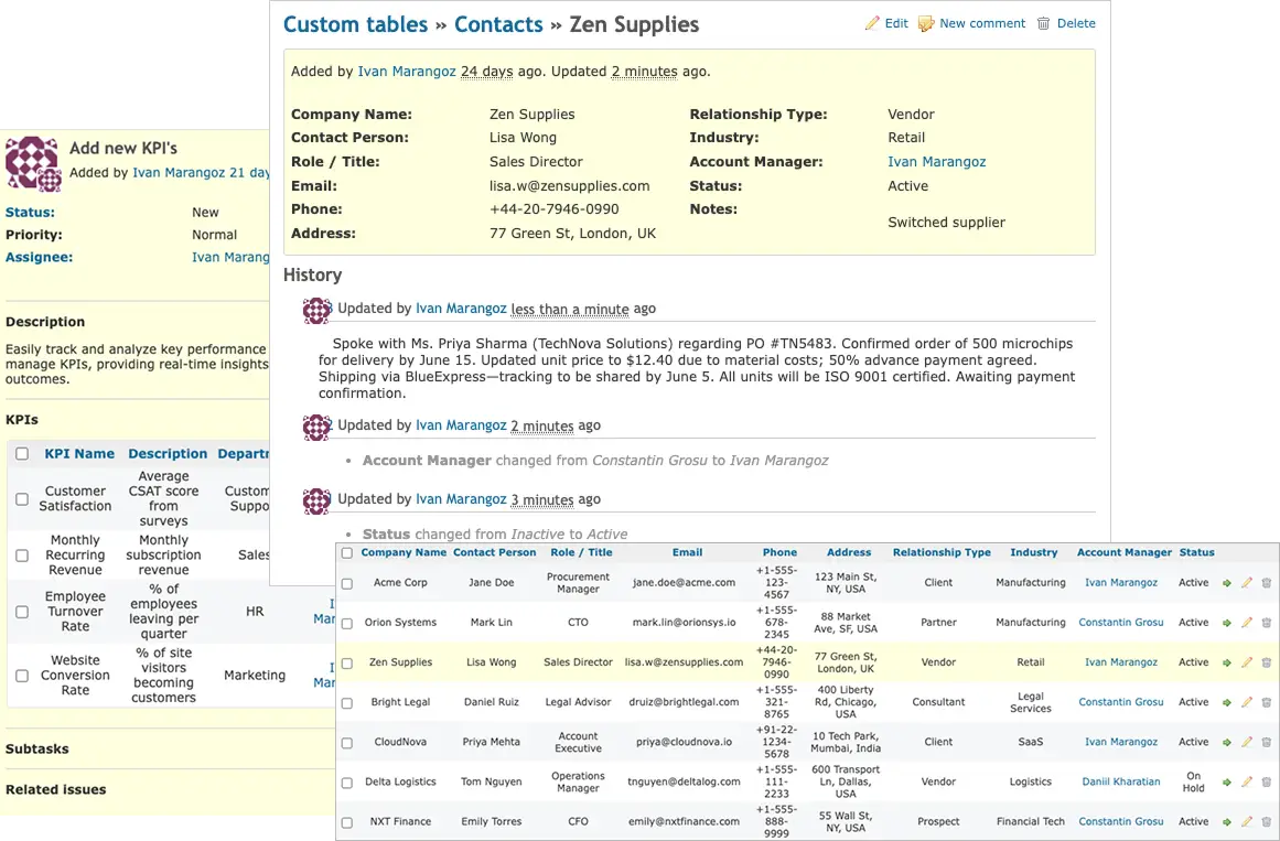 Custom tables plugin interface